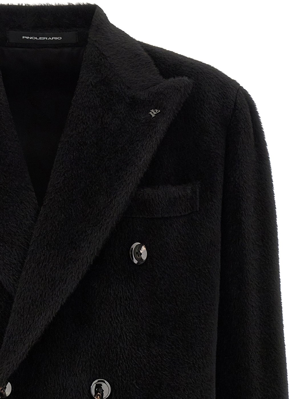 Tagliatore Black Alpaca Leather Coat
