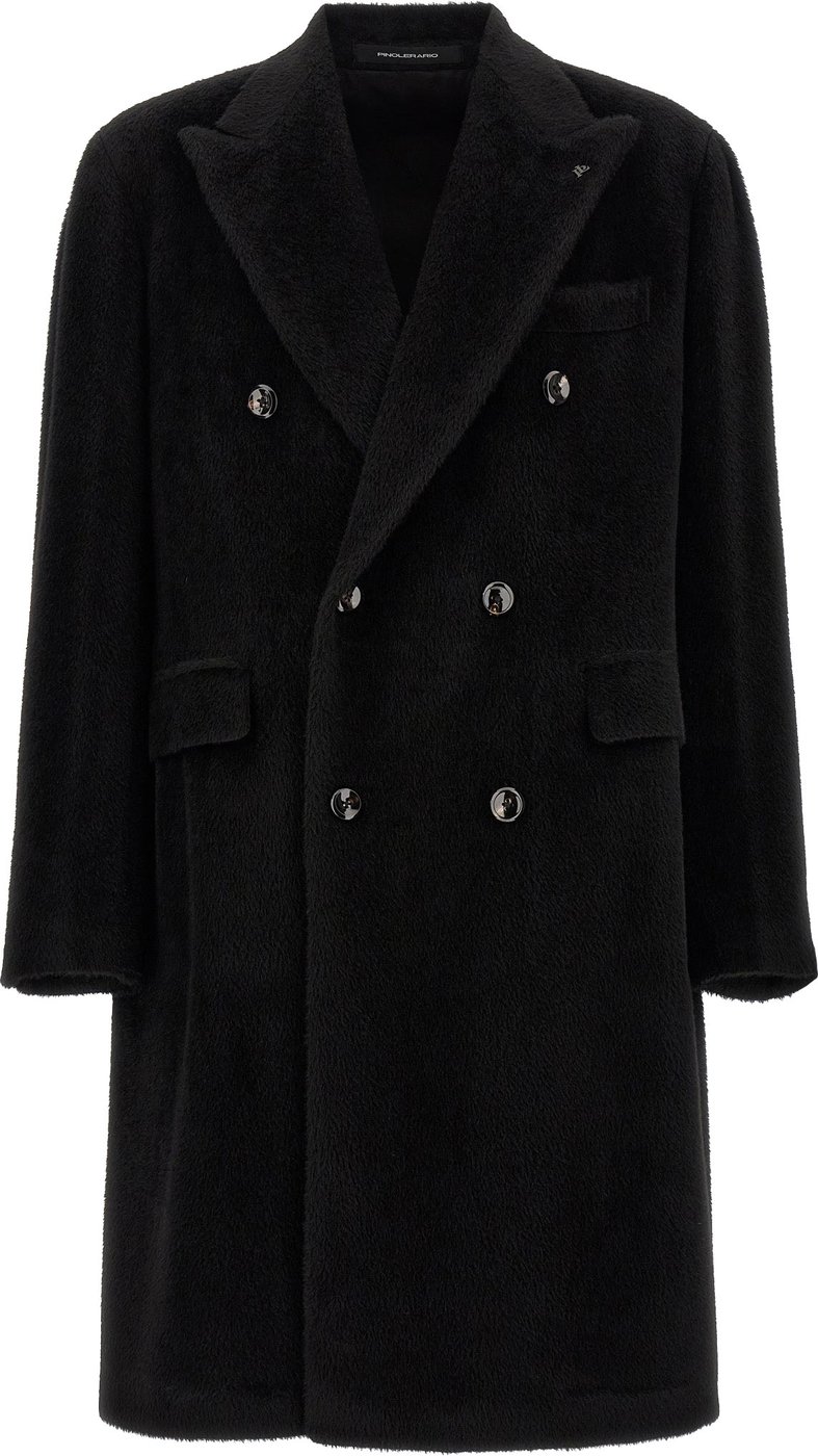 Tagliatore Black Alpaca Leather Coat