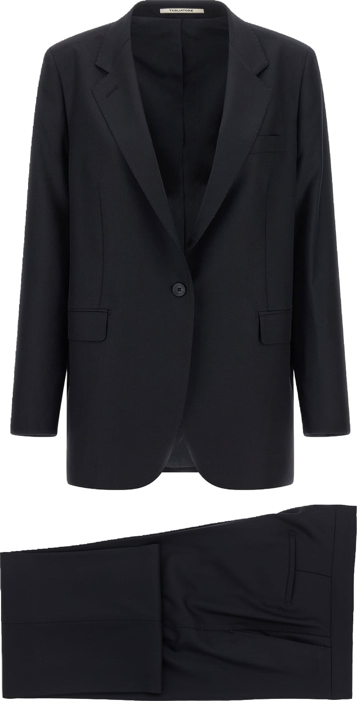 Tagliatore Black Virgin Wool Two-Piece Suit