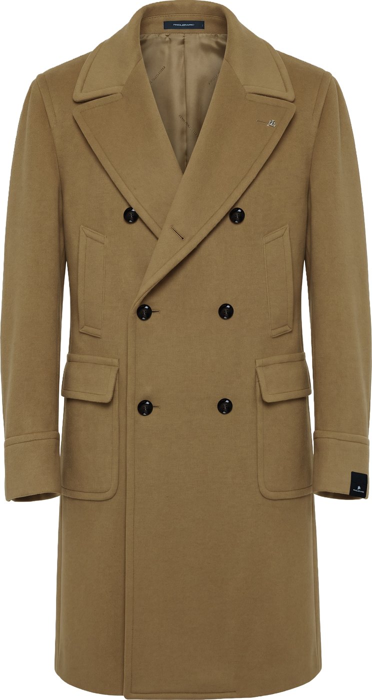 Long double-breasted coat in wool