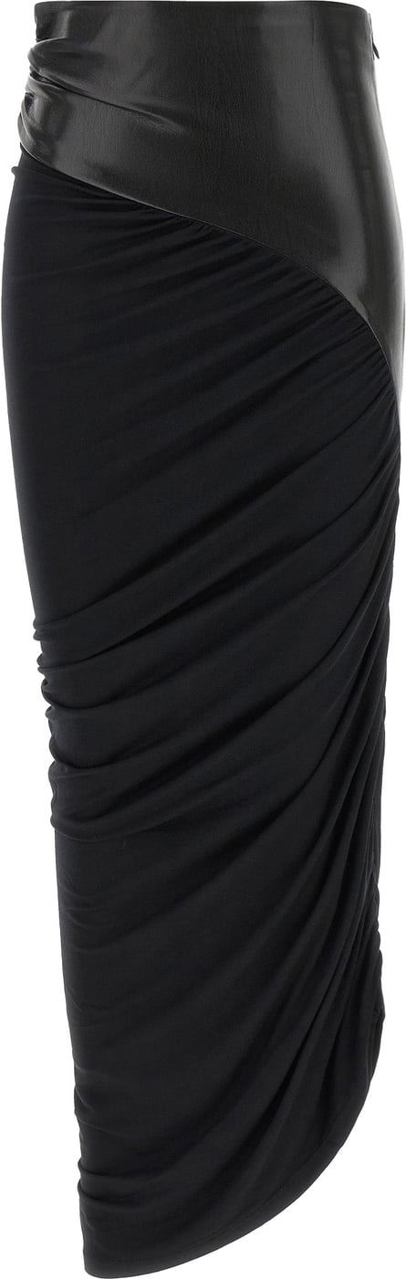 The Andamane Black Viscose Midi Skirt