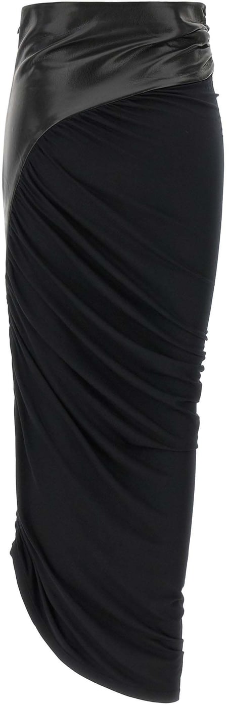 The Andamane Black Viscose Midi Skirt