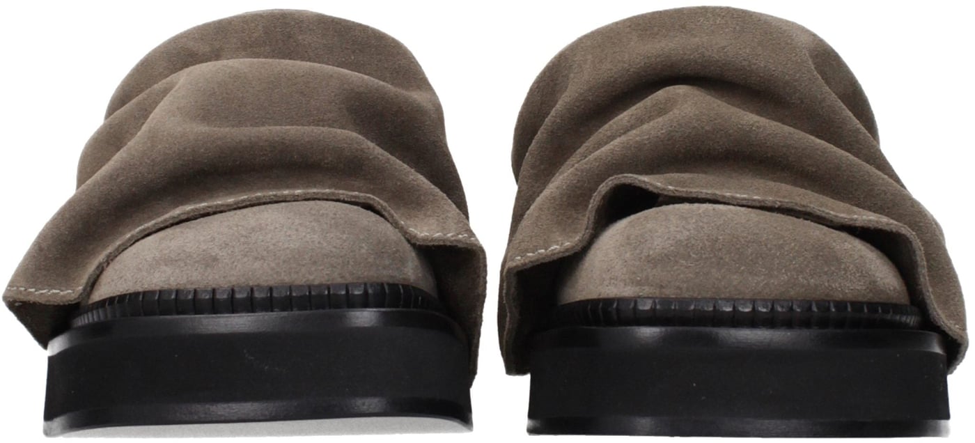 The Attico Gray Leather Slippers