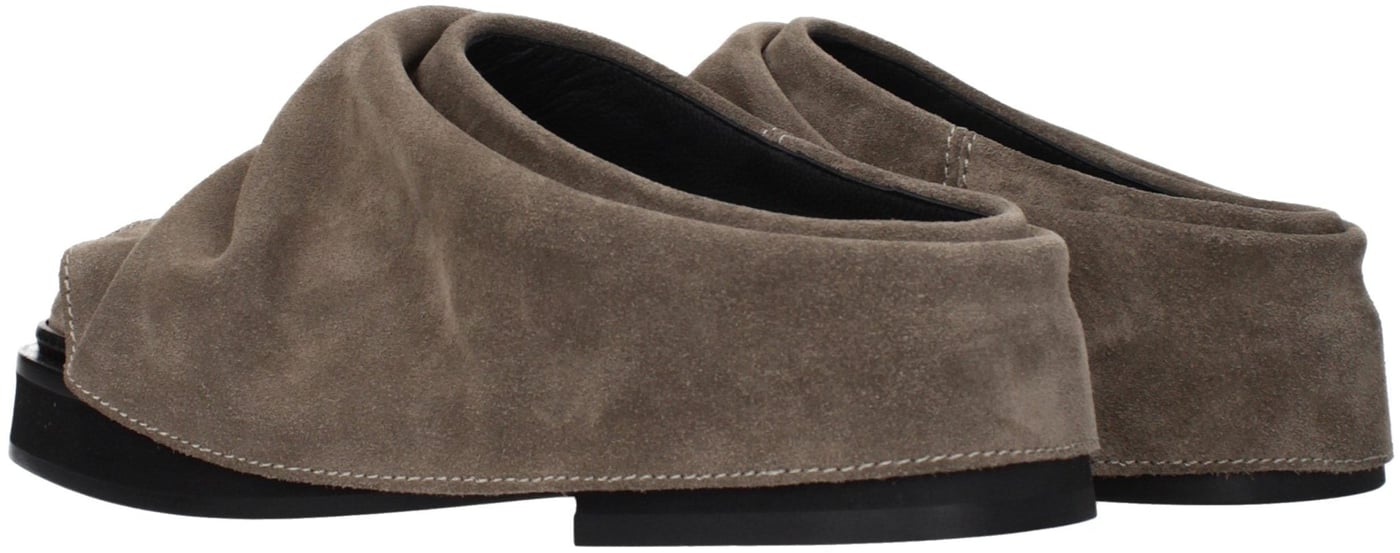 The Attico Gray Leather Slippers