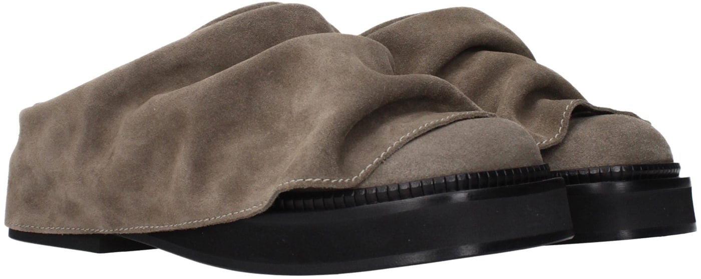 The Attico Gray Leather Slippers