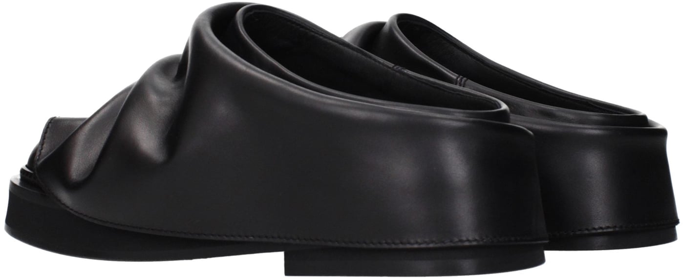 The Attico Black Leather Slippers