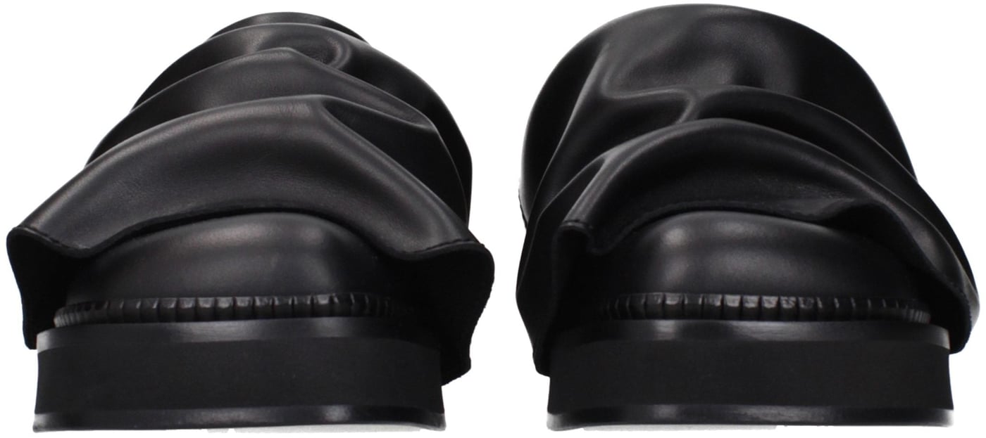 The Attico Black Leather Slippers