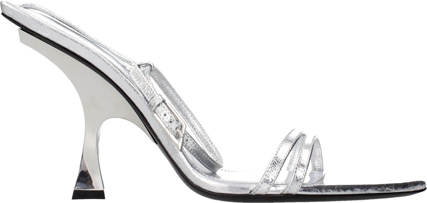 The Attico Gray Leather Stiletto Heel Sandals