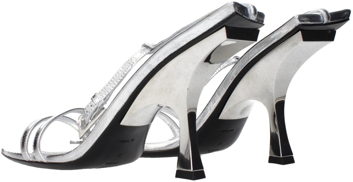 The Attico Gray Leather Stiletto Heel Sandals