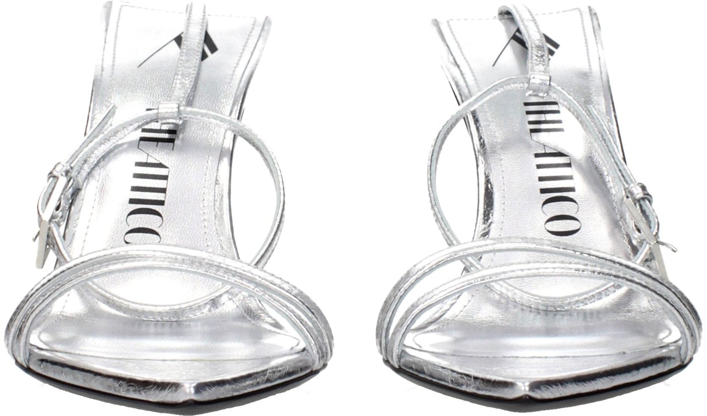 The Attico Gray Leather Stiletto Heel Sandals
