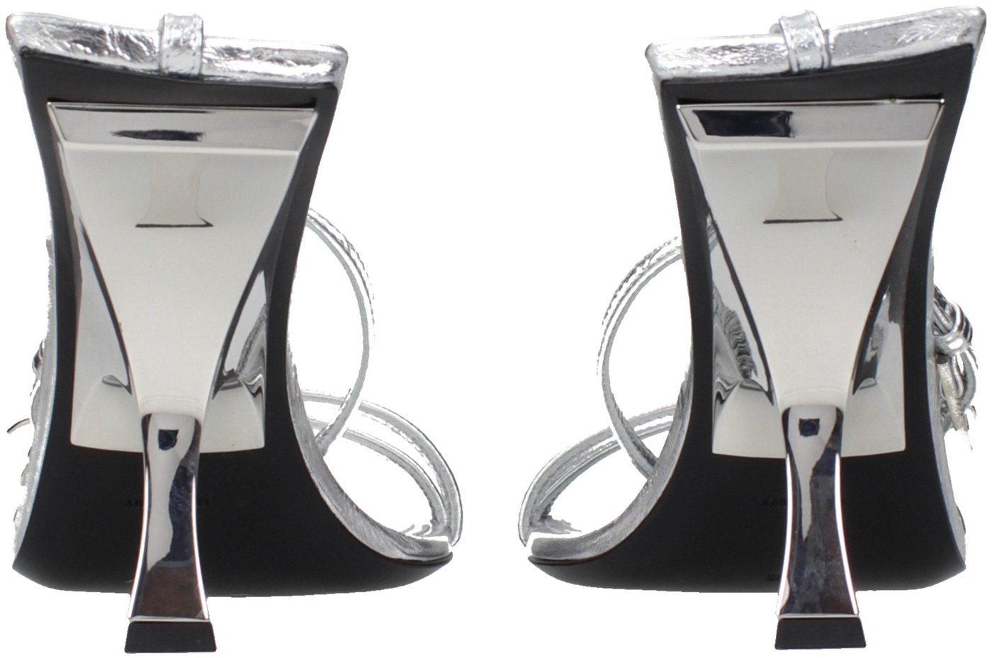 The Attico Gray Leather Stiletto Heel Sandals