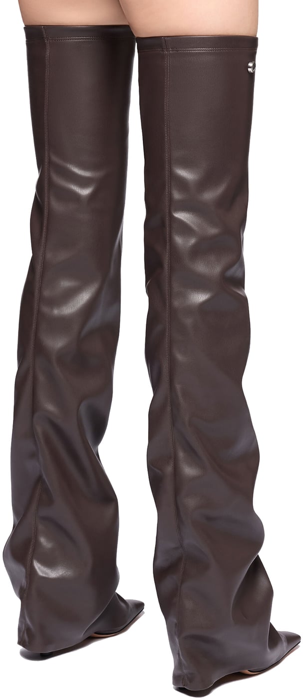 Thigh High Boots Dark Brown