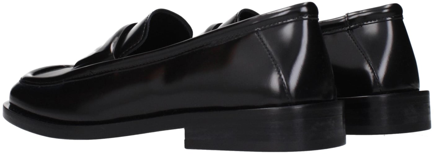 The Attico Black Leather Slip-On Loafers