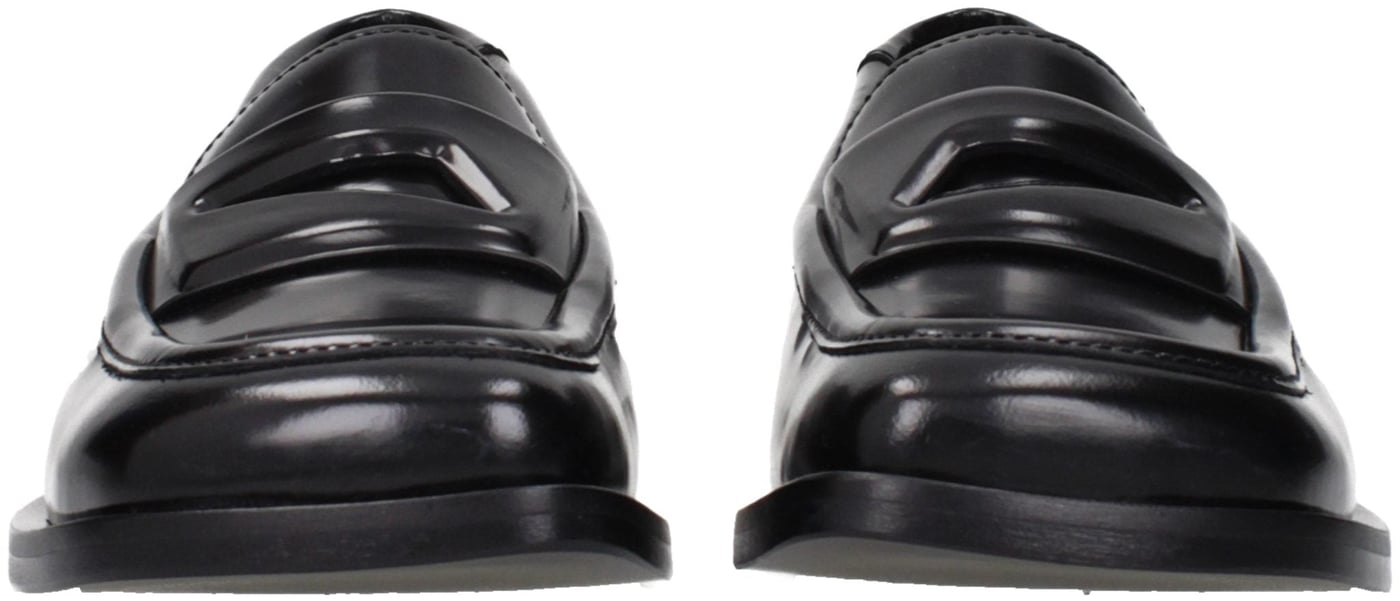 The Attico Black Leather Slip-On Loafers