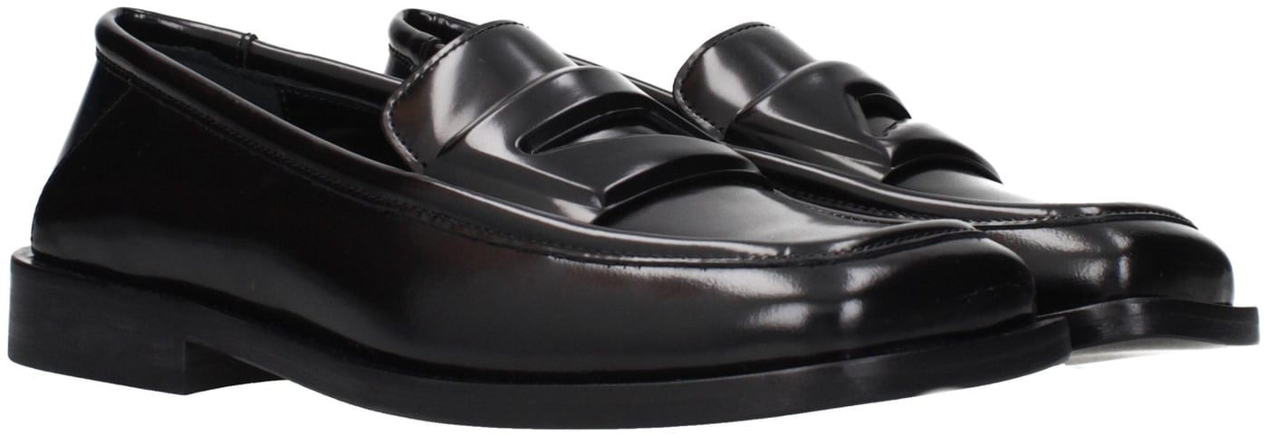 The Attico Black Leather Slip-On Loafers