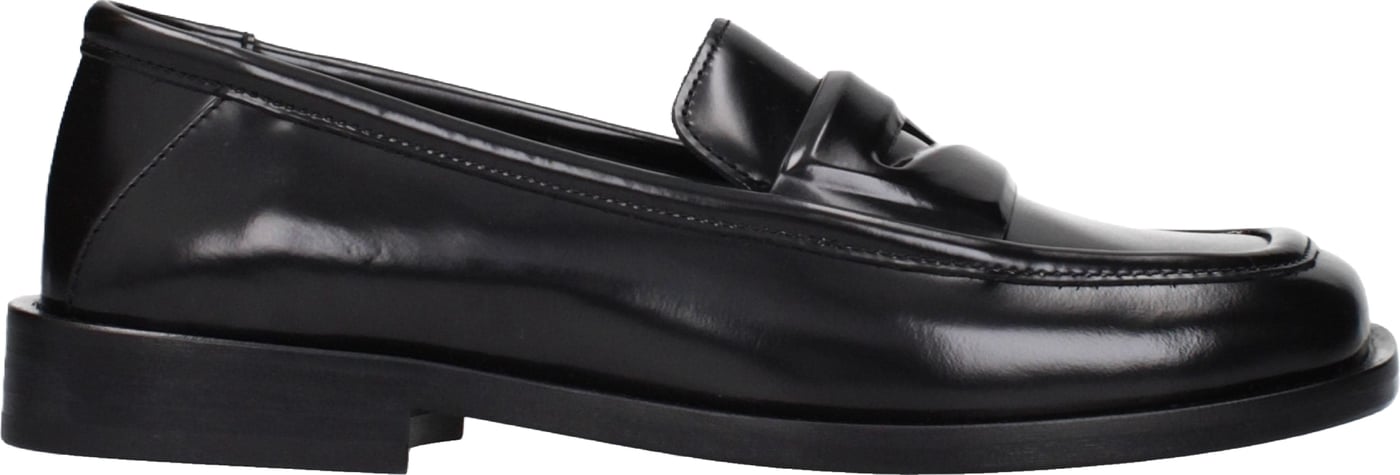 The Attico Black Leather Slip-On Loafers