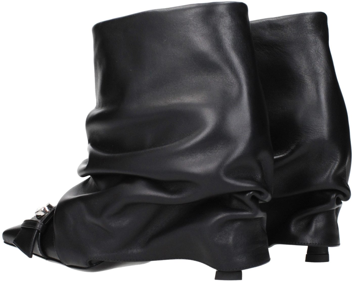 The Attico Black Leather Ankle Boots