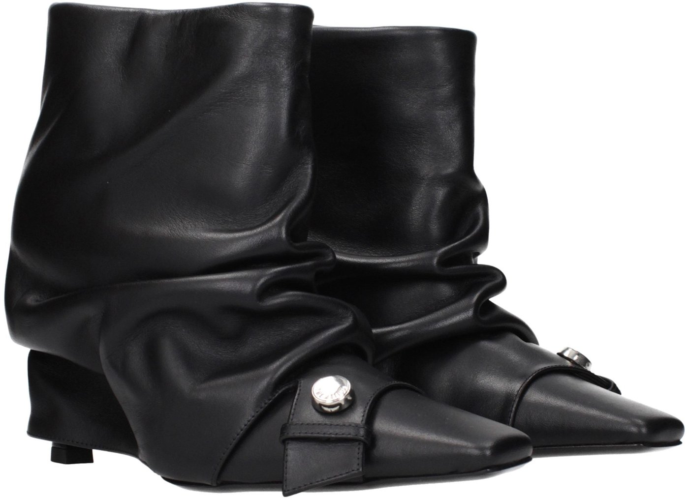 The Attico Black Leather Ankle Boots