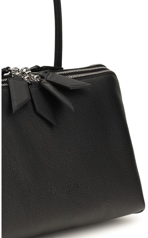 The Attico Black Calf Leather Bos Taurus Shoulder Bag