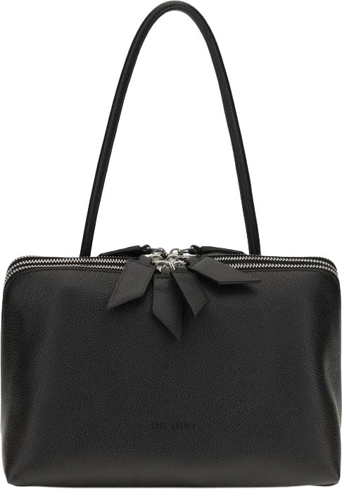 The Attico Black Calf Leather Bos Taurus Shoulder Bag