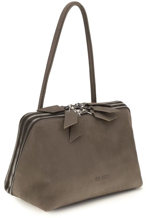 The Attico Gray Calf Leather Bos Taurus Shoulder Bag