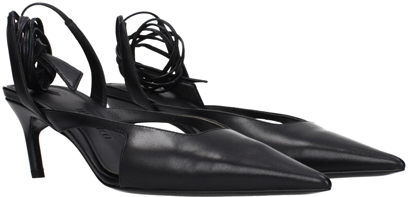 The Attico Black Leather High Heel Pumps
