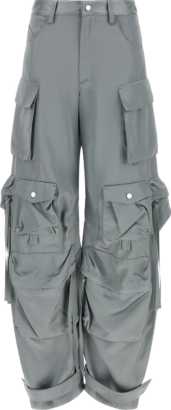 The Attico Gray Viscose Cargo Pants