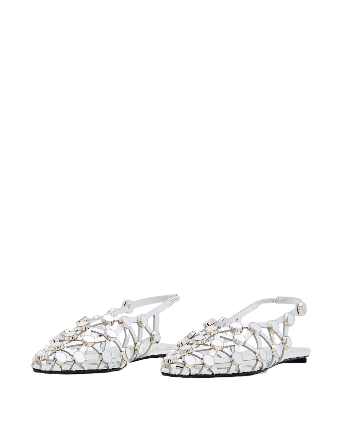 Pointed Ballerina Flats With Mirror Accents