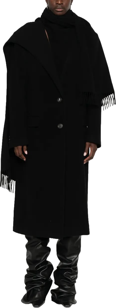 Long Coat Wool Cloth Black