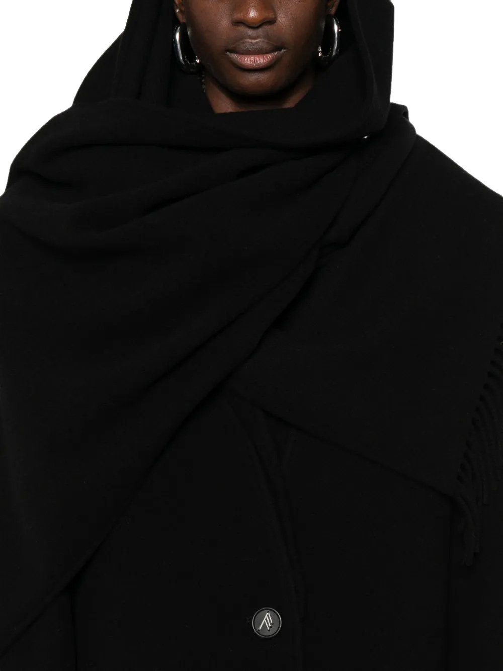 Long Coat Wool Cloth Black