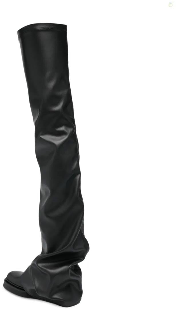 Robin Otk Thigh High Flat Pelle Sintetica Black