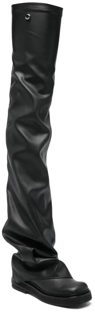 Robin Otk Thigh High Flat Pelle Sintetica Black
