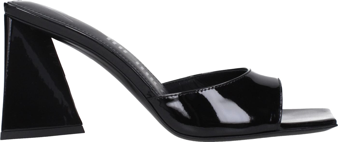 The Attico Black Leather Stiletto Heel Sandals