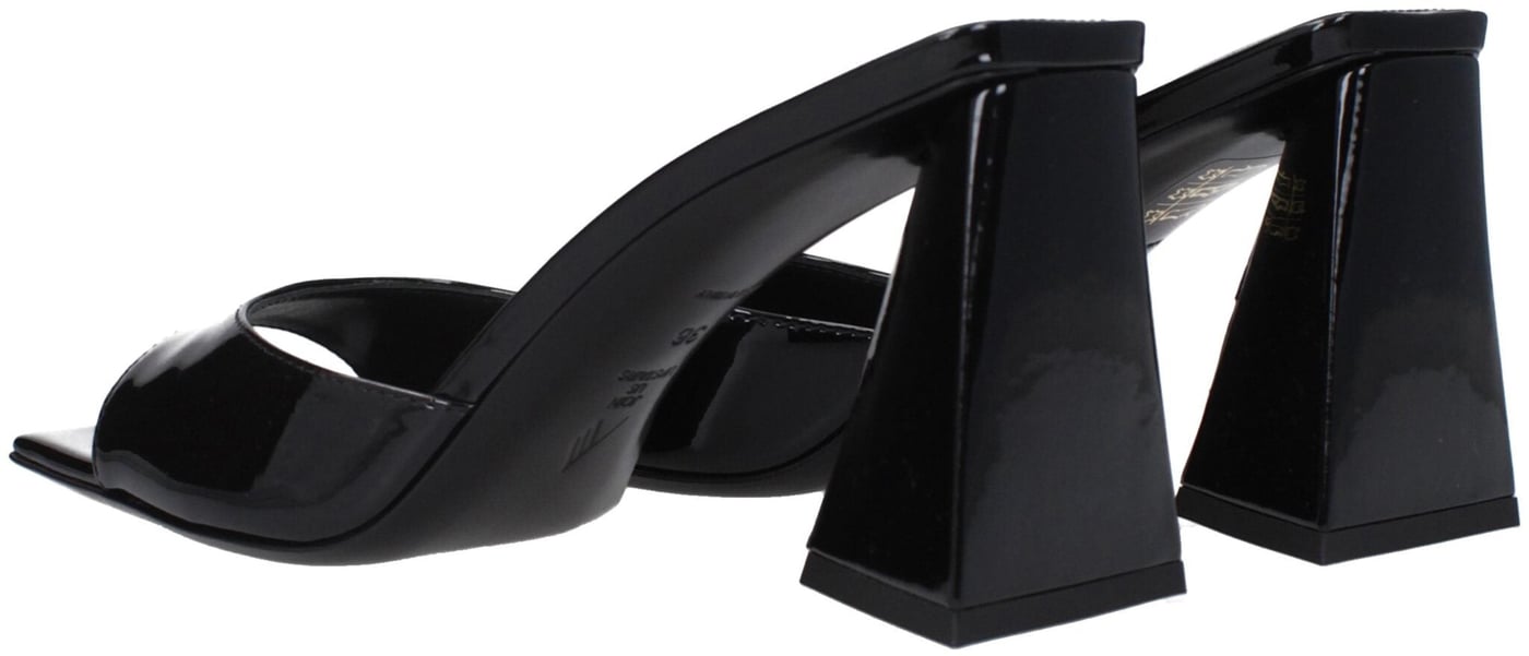 The Attico Black Leather Stiletto Heel Sandals