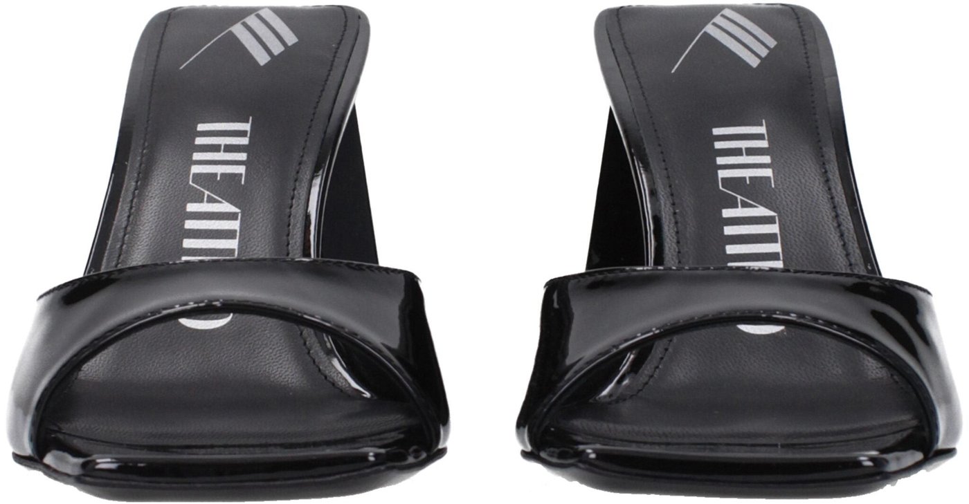 The Attico Black Leather Stiletto Heel Sandals