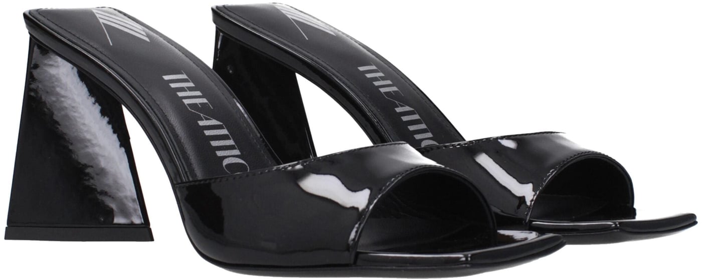 The Attico Black Leather Stiletto Heel Sandals