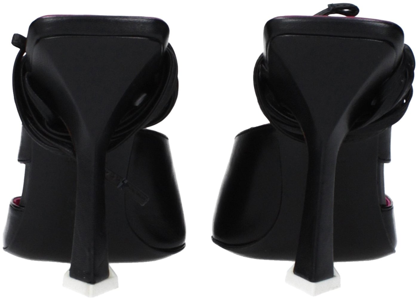 The Attico Black Leather Stiletto Heel Sandals