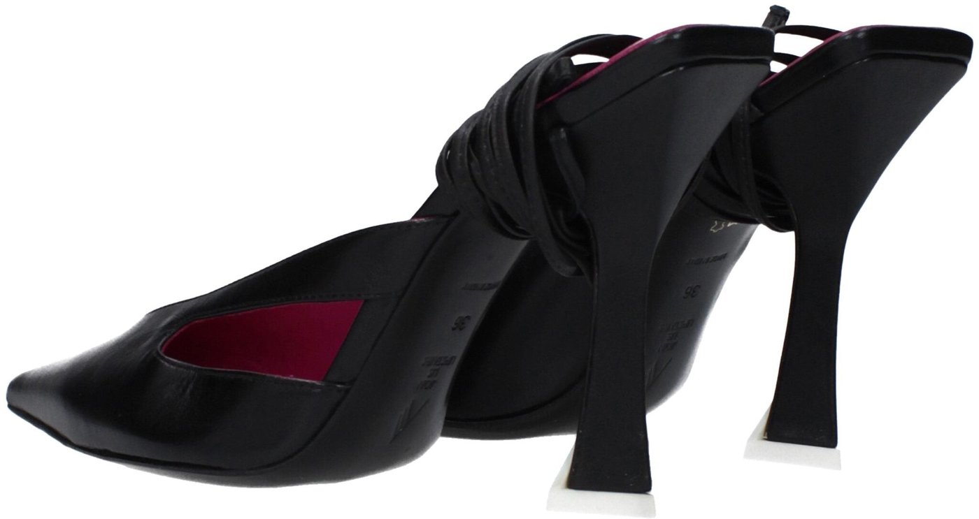 The Attico Black Leather Stiletto Heel Sandals