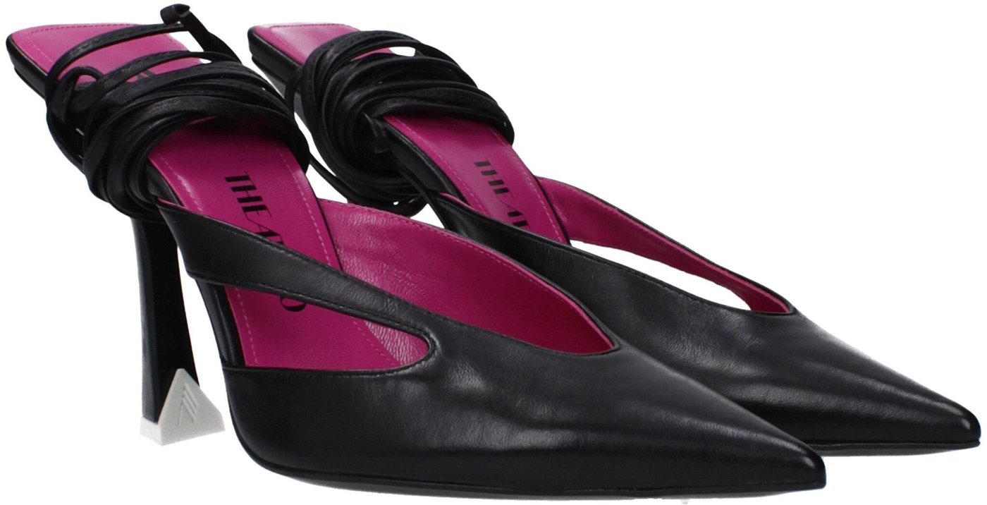 The Attico Black Leather Stiletto Heel Sandals