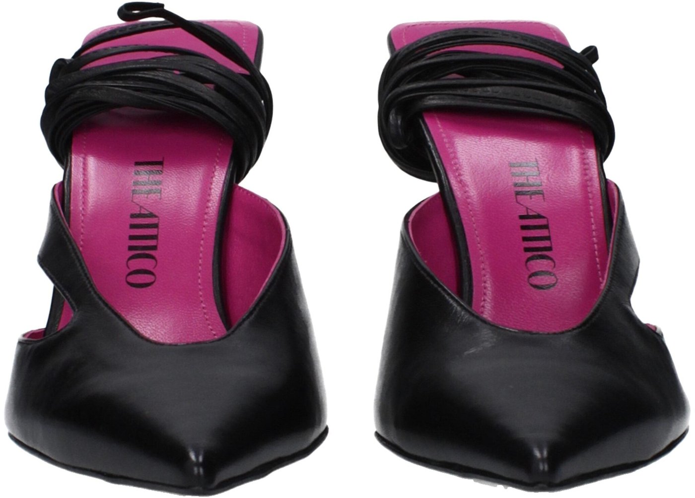 The Attico Black Leather Stiletto Heel Sandals
