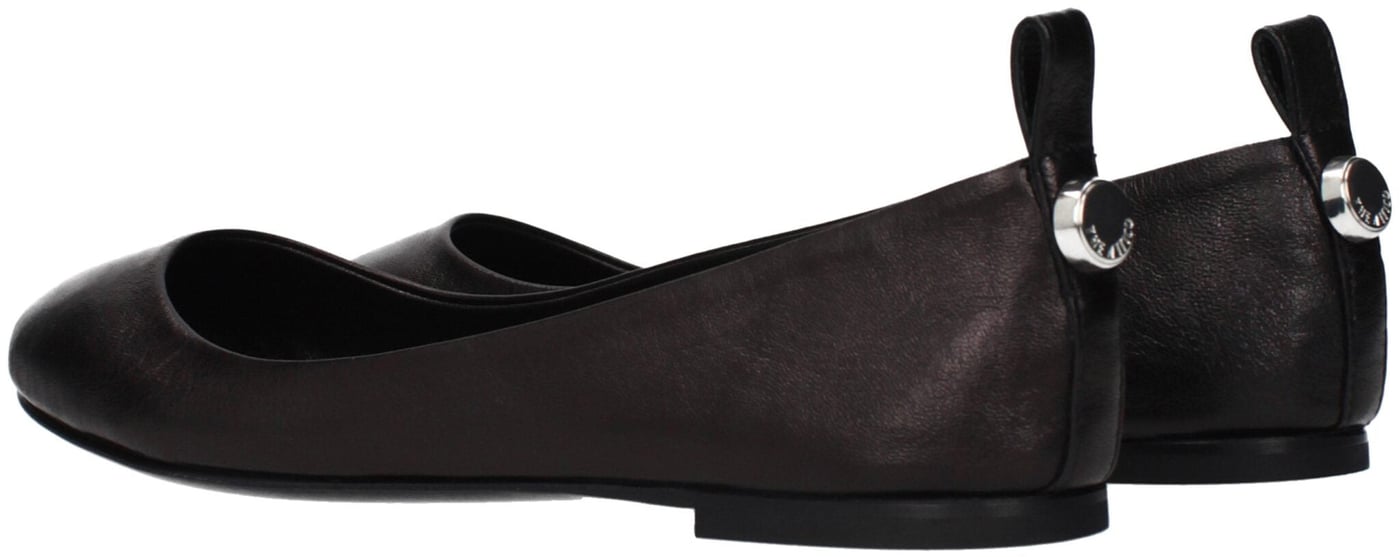 The Attico Black Leather Ballet Flats