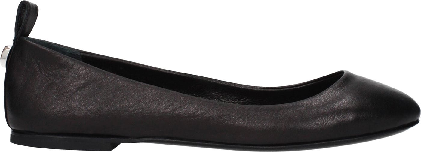 The Attico Black Leather Ballet Flats