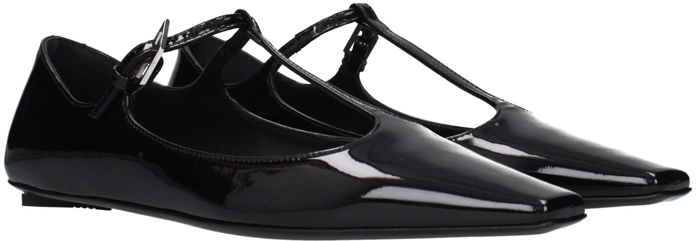 The Attico Black Leather Ballet Flats