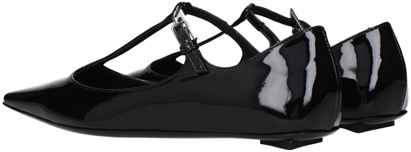 The Attico Black Leather Ballet Flats