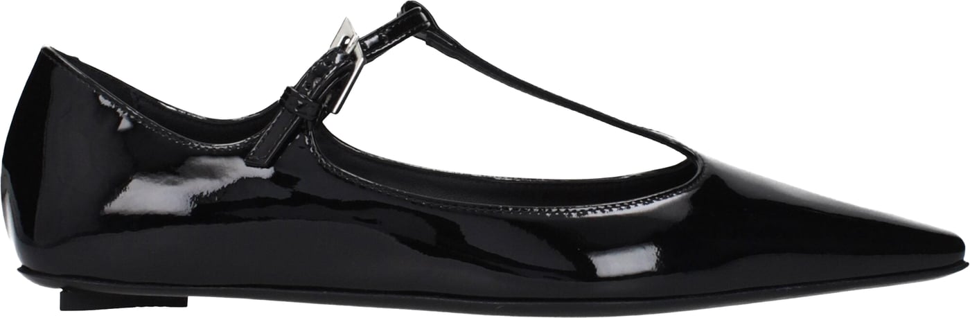 The Attico Black Leather Ballet Flats