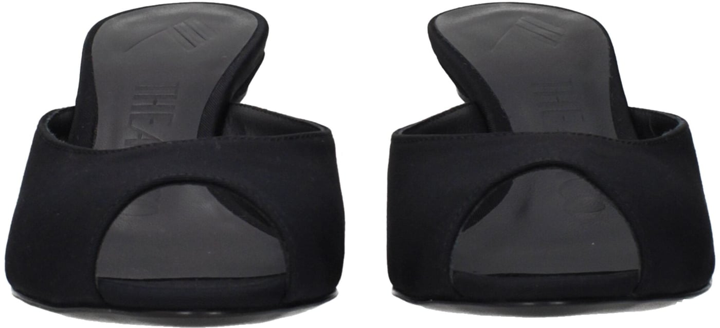 The Attico Black Fabric Flat Sandals