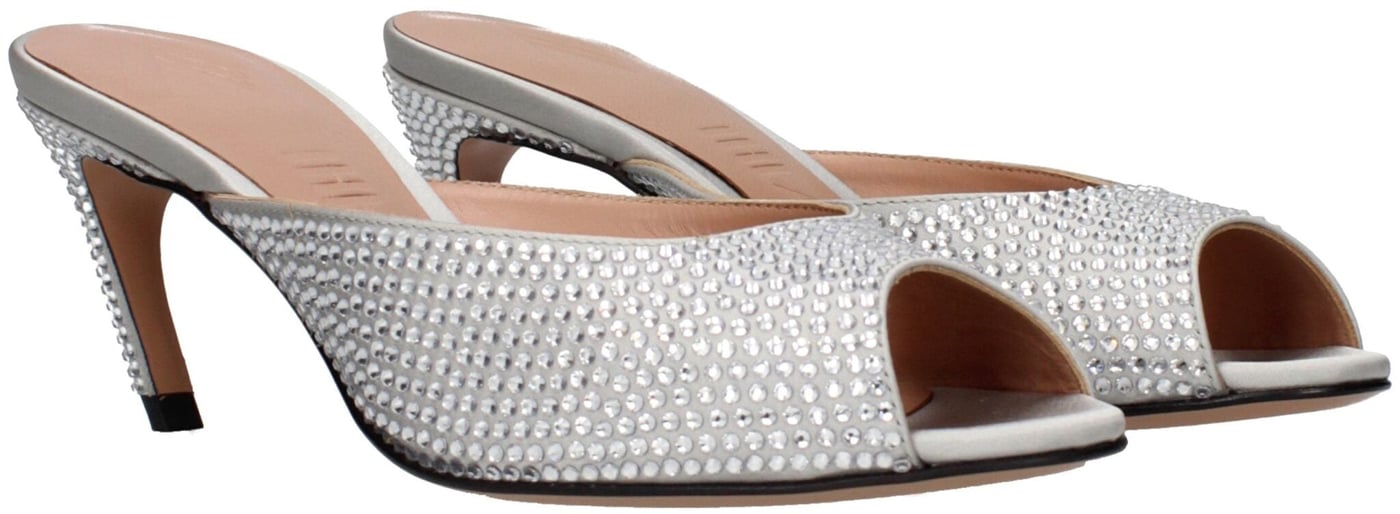 The Attico Gray Satin Stiletto Heel Sandals