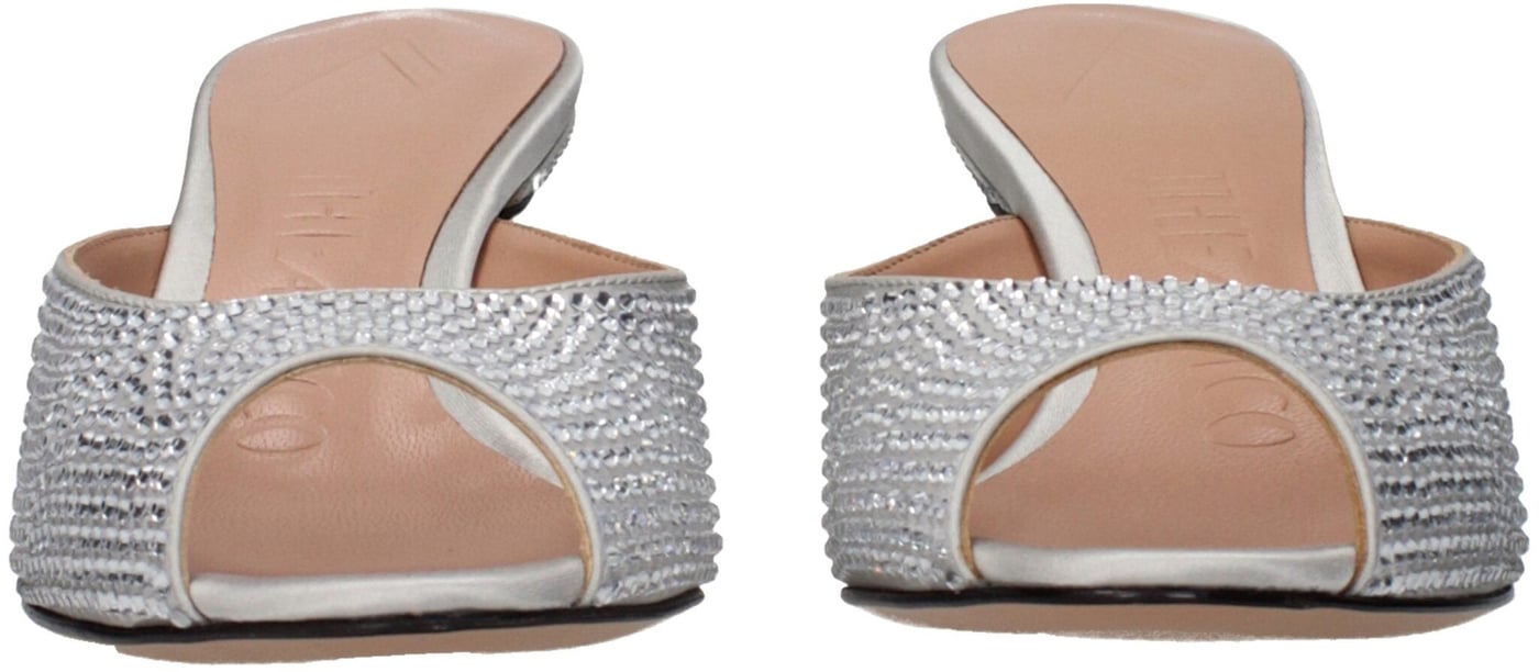 The Attico Gray Satin Stiletto Heel Sandals