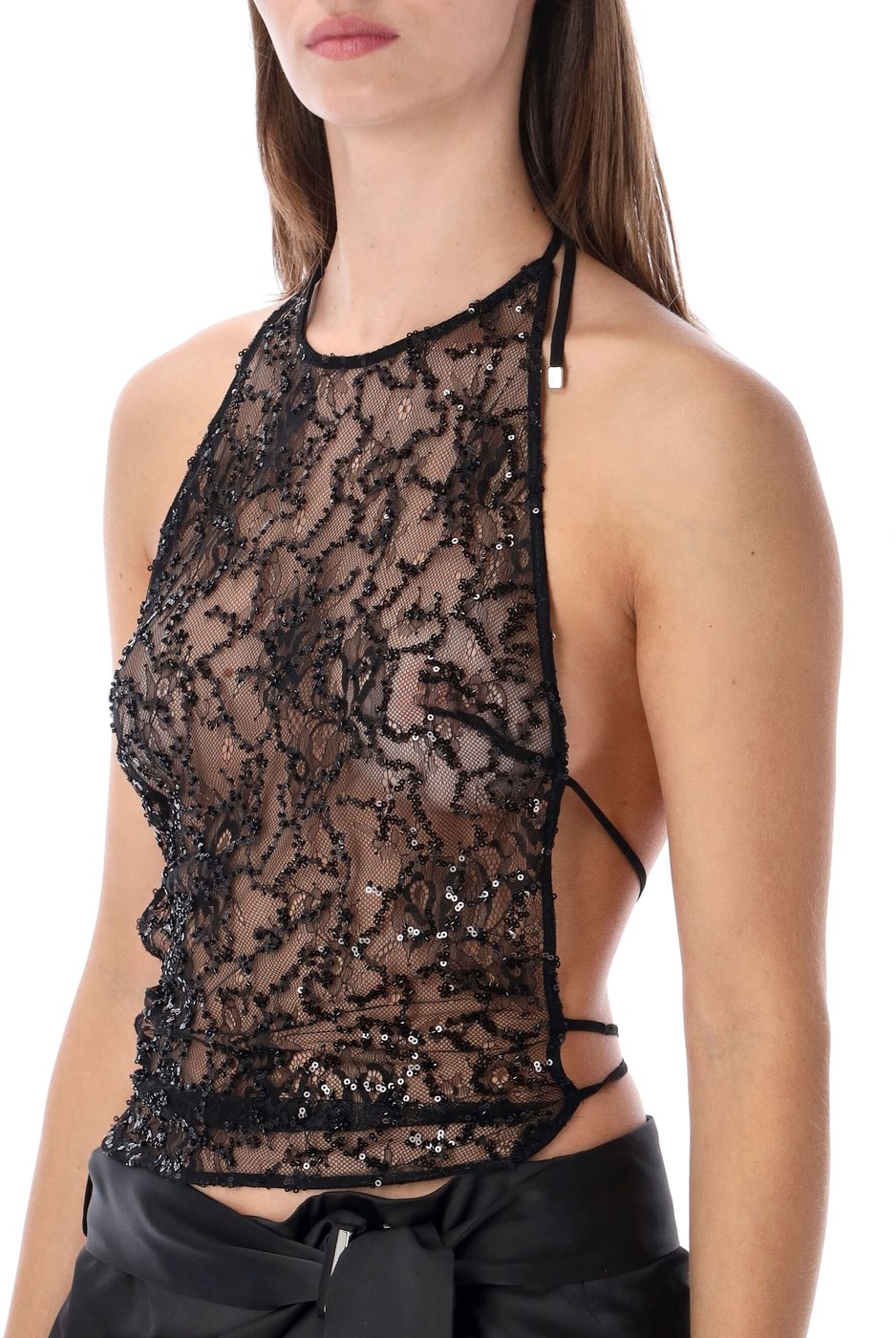 Top Embroidered Lace Nero