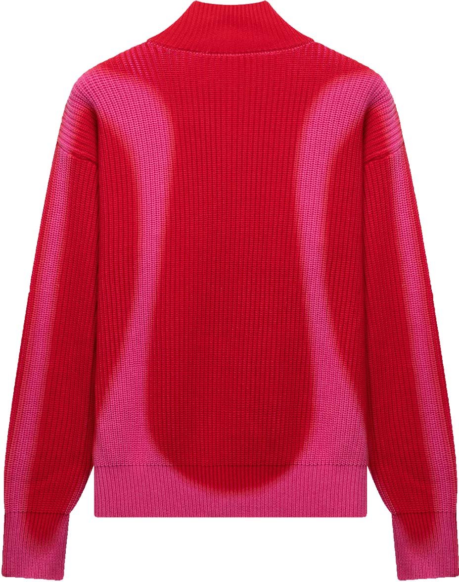 Fisherman Curve Zip Sweater | Red/Pink